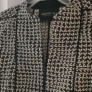 Lafayette 148 Black and Cream Triangle Pattern Jacket